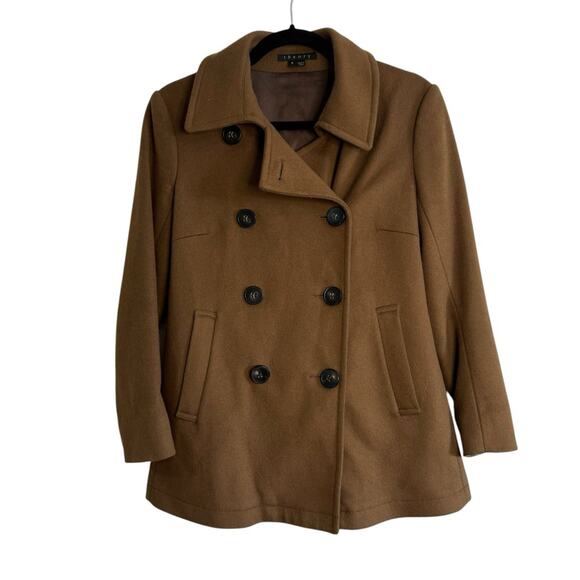 Theory Katarina Explorer Brown Virgin Wool Double Breasted Coat - Picture 1 of 8